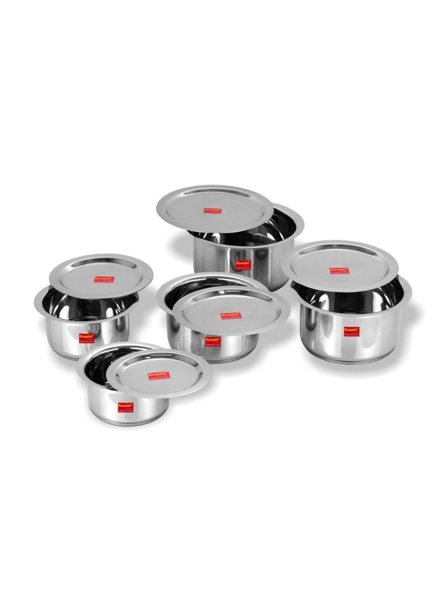 Sumeet 5 Pcs S.S. Induction Bottom  Container Set/Tope/Cookware Set With Lids (1 Ltr to 2.8Ltr)