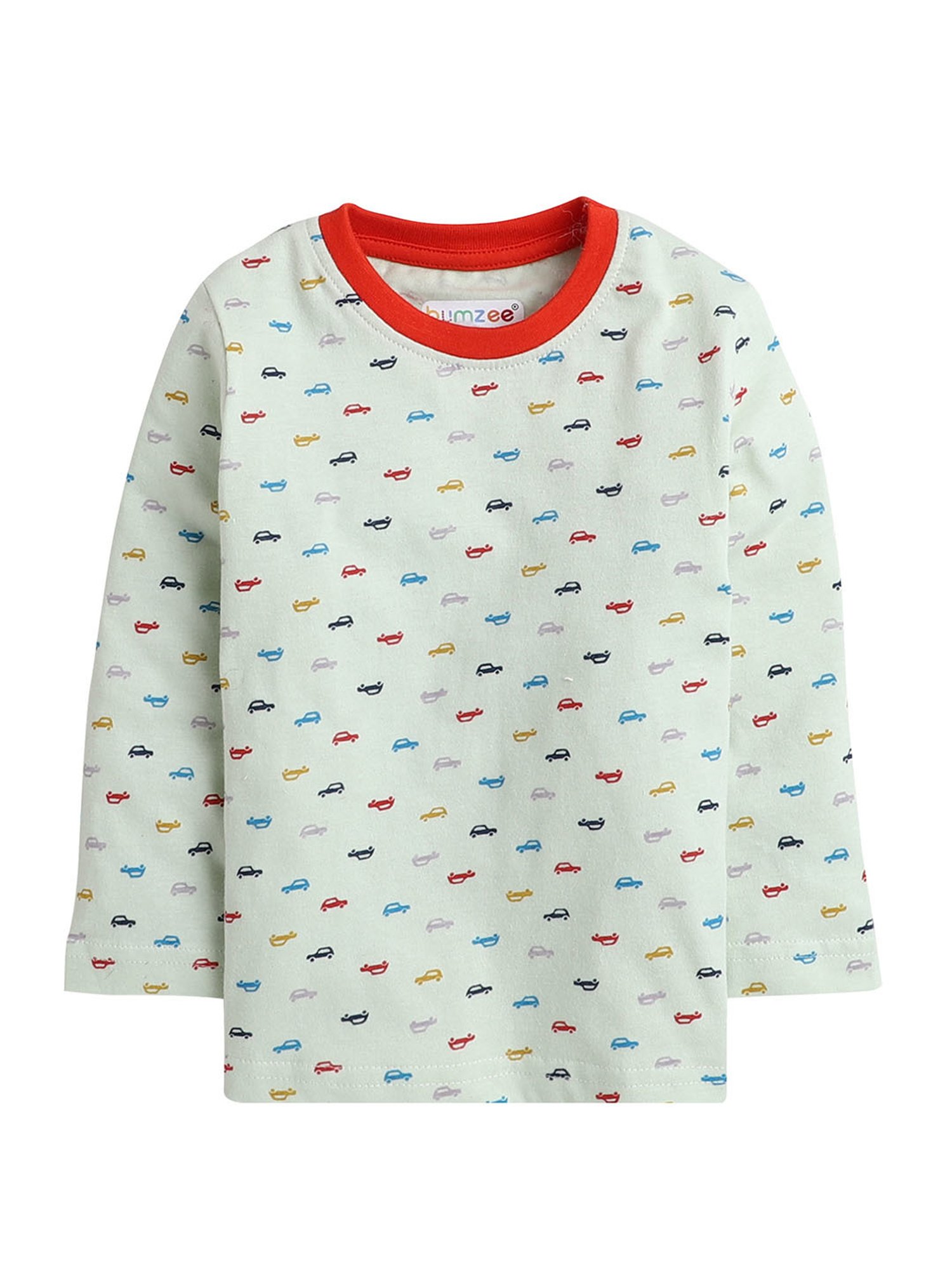 Bumzee Kids Mint Green & Red Printed Full Sleeves T-Shirts (Pack Of 2)