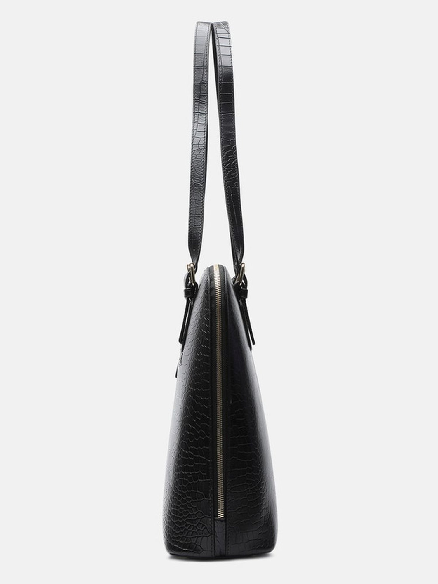 BAGATT Black Leather Textured Shoulder Handbag