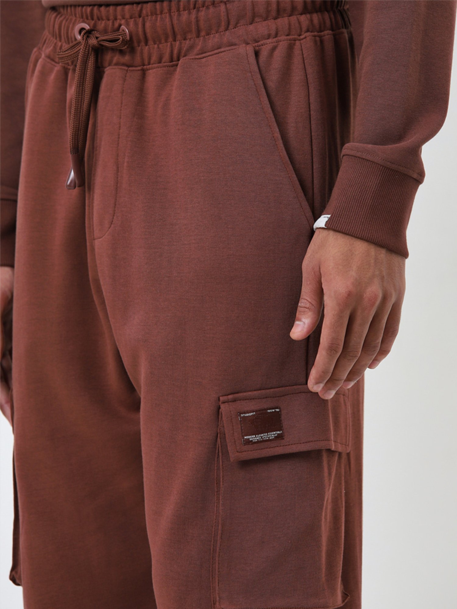 Studiofit by Westside Dark Brown Relaxed Fit Mid-Rise Track Pants