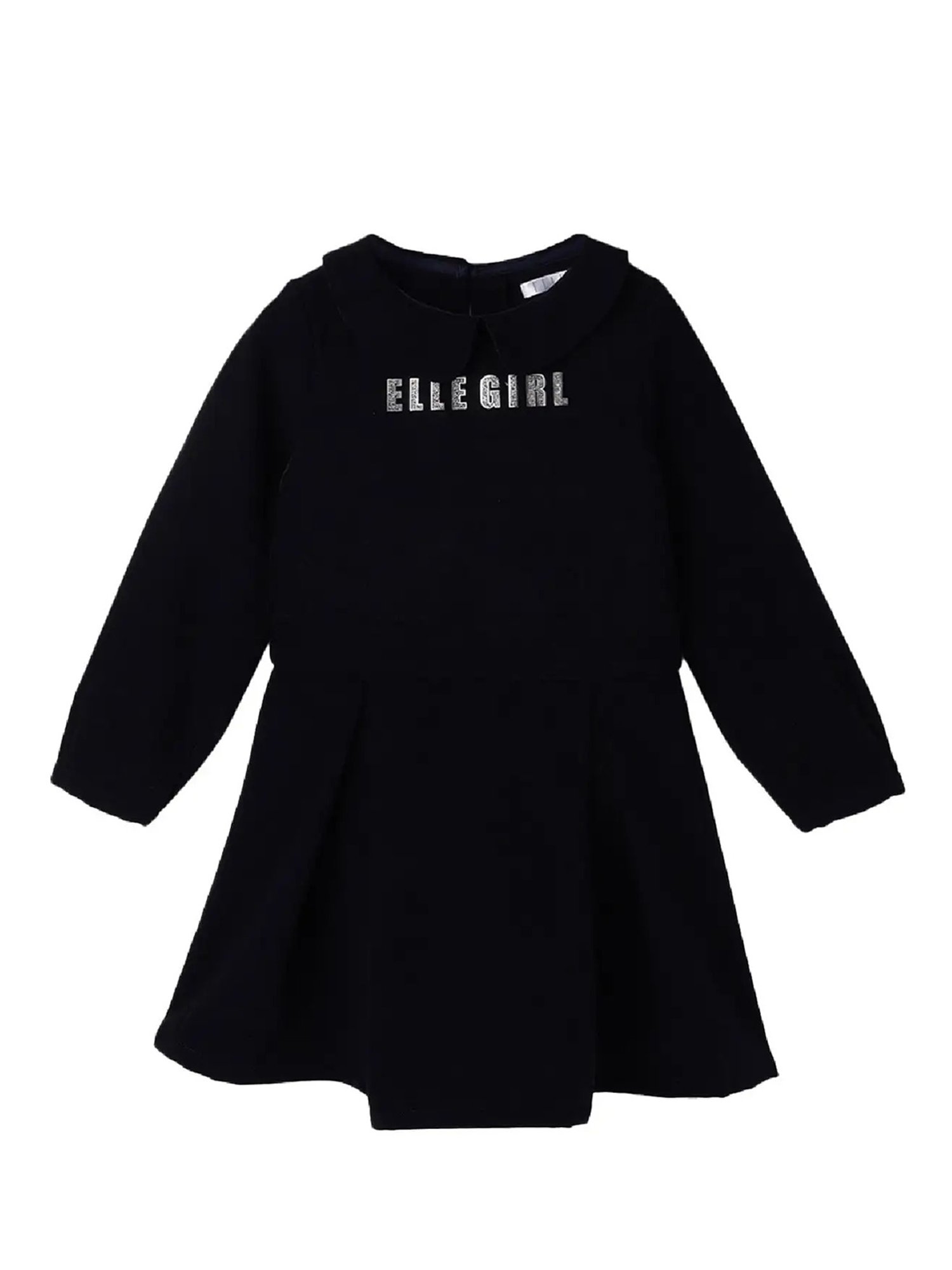 Elle Kids Navy Logo Print Full Sleeves Dress