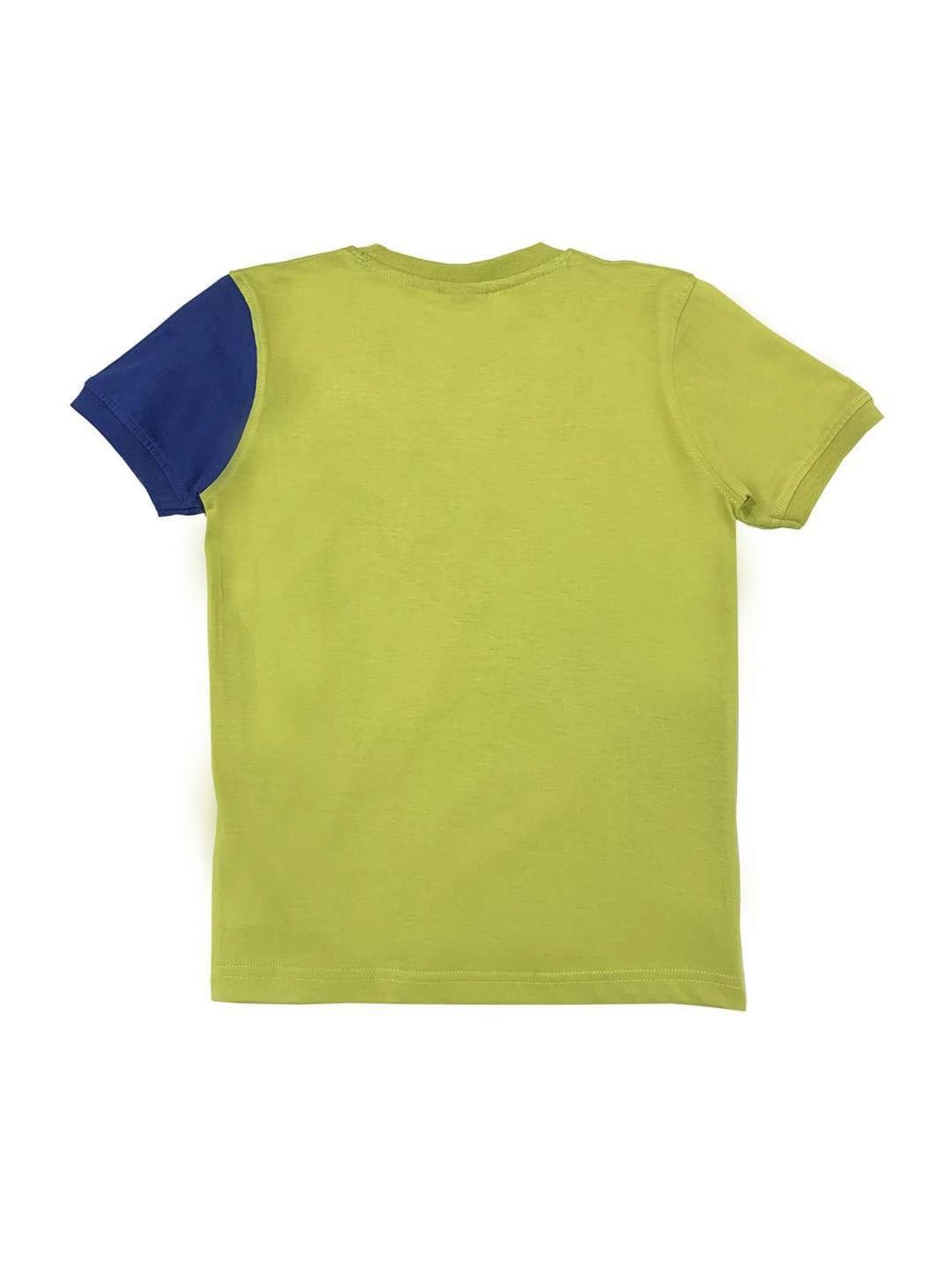 Cavio Kids Green & Blue Color Block T-Shirt