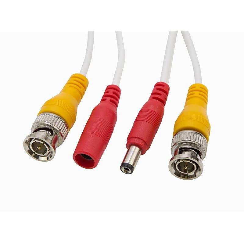 100ft PreMade AllinOne BNC Video and Power Cable with Connector for Surveillance CCTV Security Camera Video System White