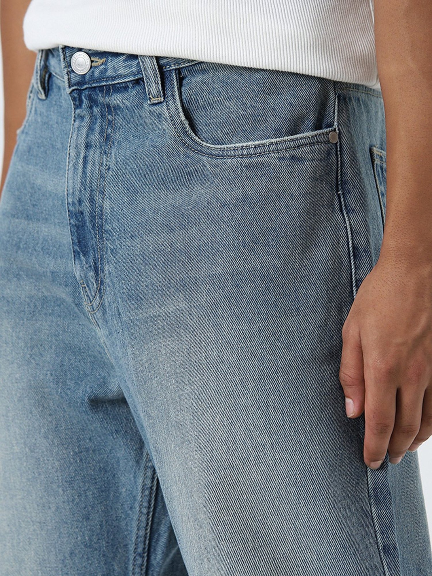 Nuon by Westside Blue Mid-Rise Relaxed-Fit Jeans