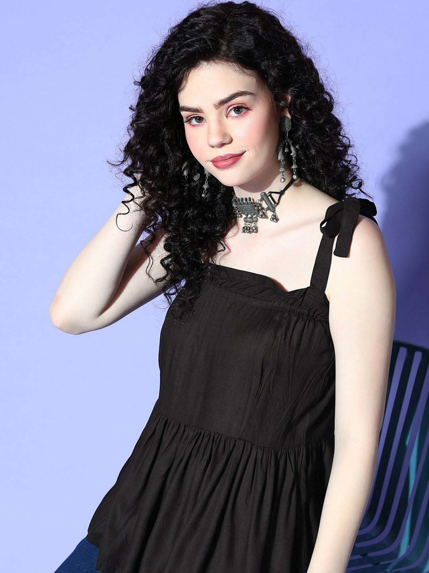 Inweave Black Regular Fit Top