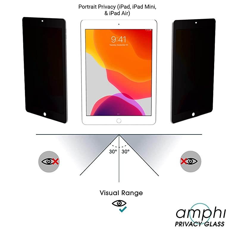 Glass Privacy Screen Protector for iPad iPad Air 3 iPad Pro 105 Portrait Privacy Removable Tempered Glass AntiSpy Compatible with Apple Pencil and Touch ID