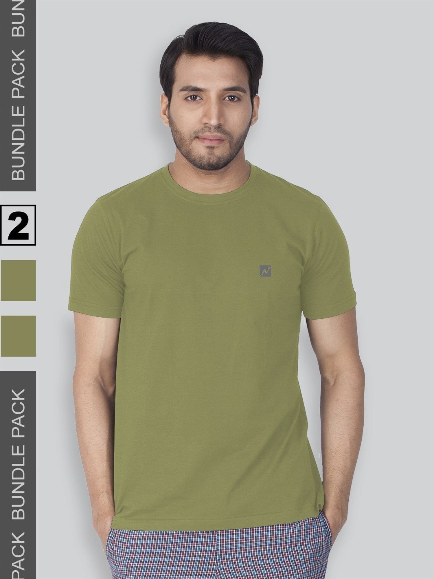 Lux Nitro Olive Regular Fit T-Shirt Pack of - 2