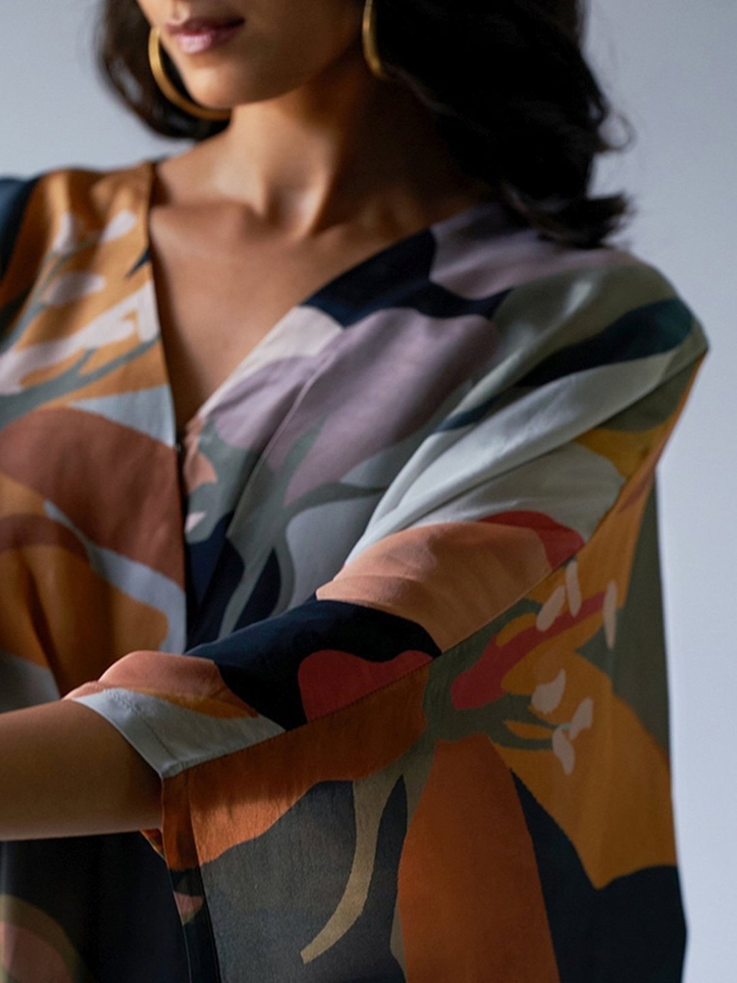 Ganga Fashions Black, Grey & Brown Mix Colour Crepe Silk Printed Kurta with Pant