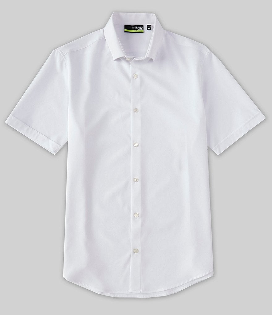 Murano Slim-Fit Solid Performance Stretch Short-Sleeve Woven Shirt