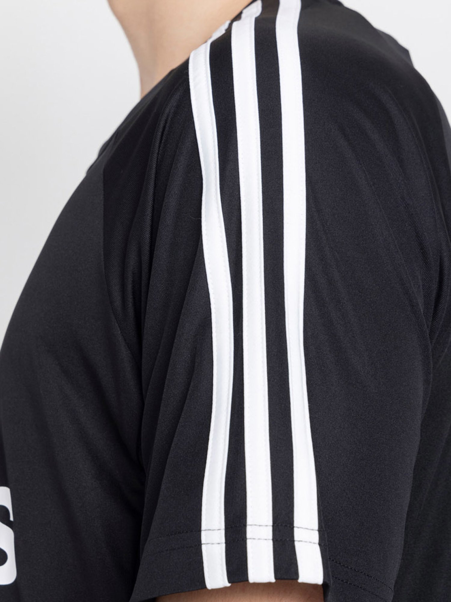 Adidas Black Regular Fit Logo Printed Sports T-Shirt