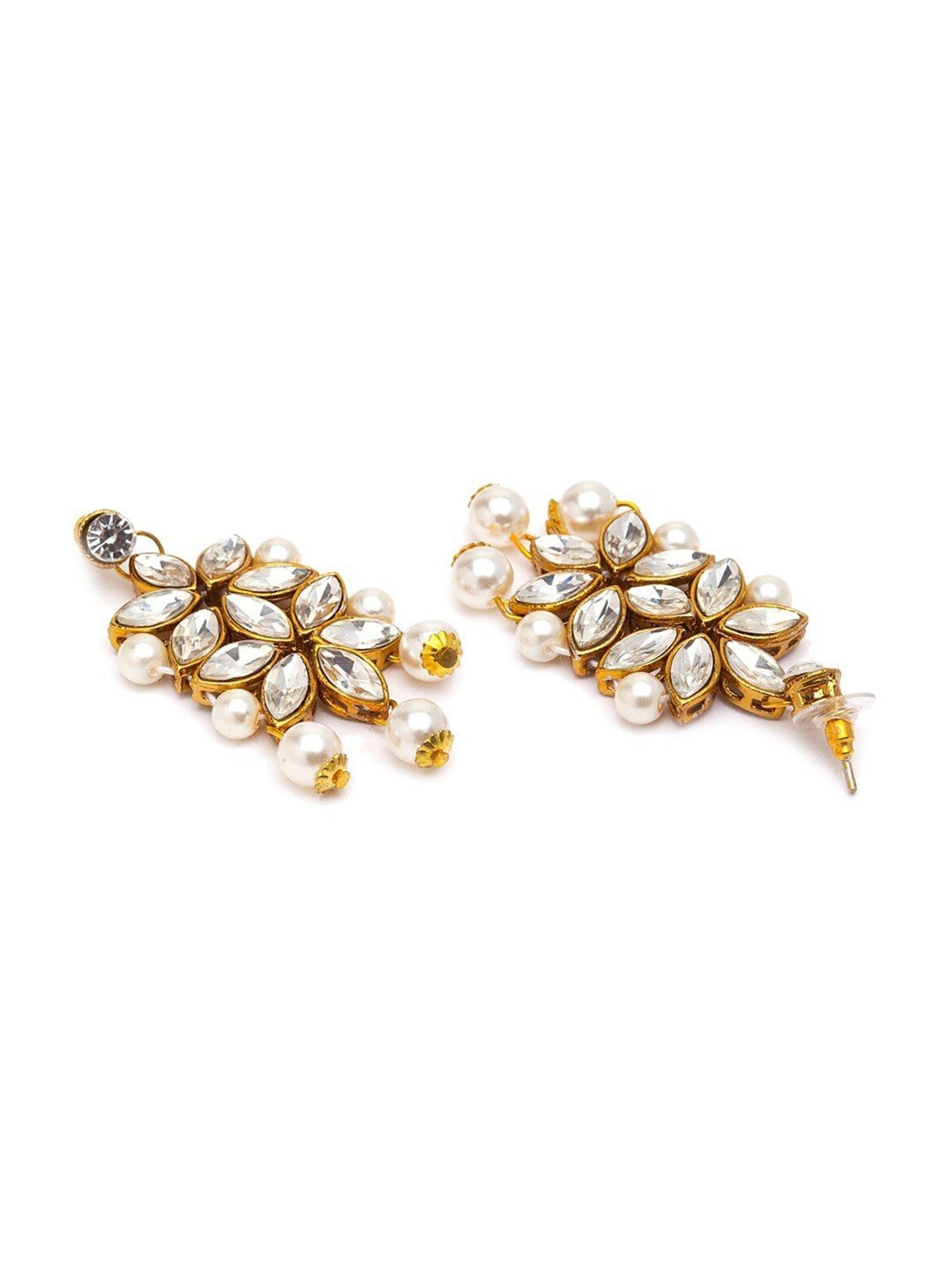 Oomph Gold Tone Kundan & Pearls Ethnic Earring & MaangTikka Set