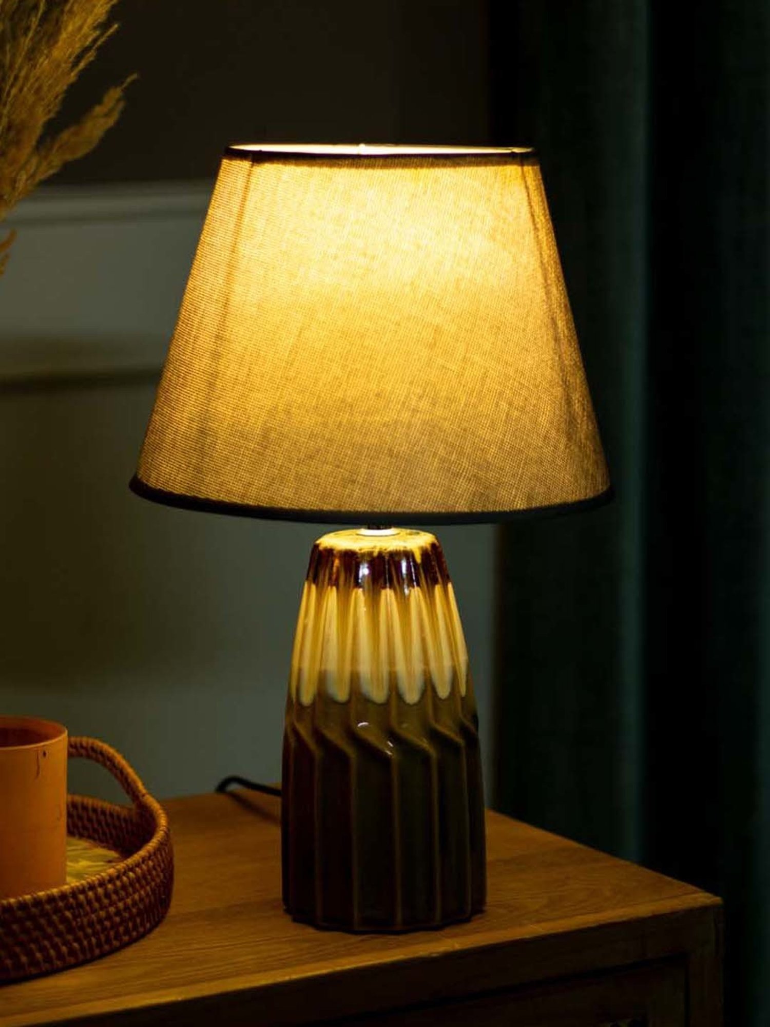 Possini Euro Design Modern Buffet Table Lamp Brushed Steel Tall Gourd White Drum Shade for Dining Room Bedroom Bedside