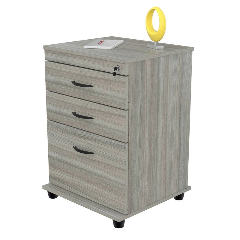 3 Drawer Locking File Cabinet Gray - Inval