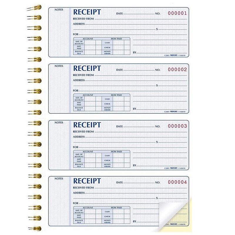 Rediform Money Receipt Book 7 x 2 3/4 Carbonless Duplicate Twin Wire 300 Sets/Book 8L810