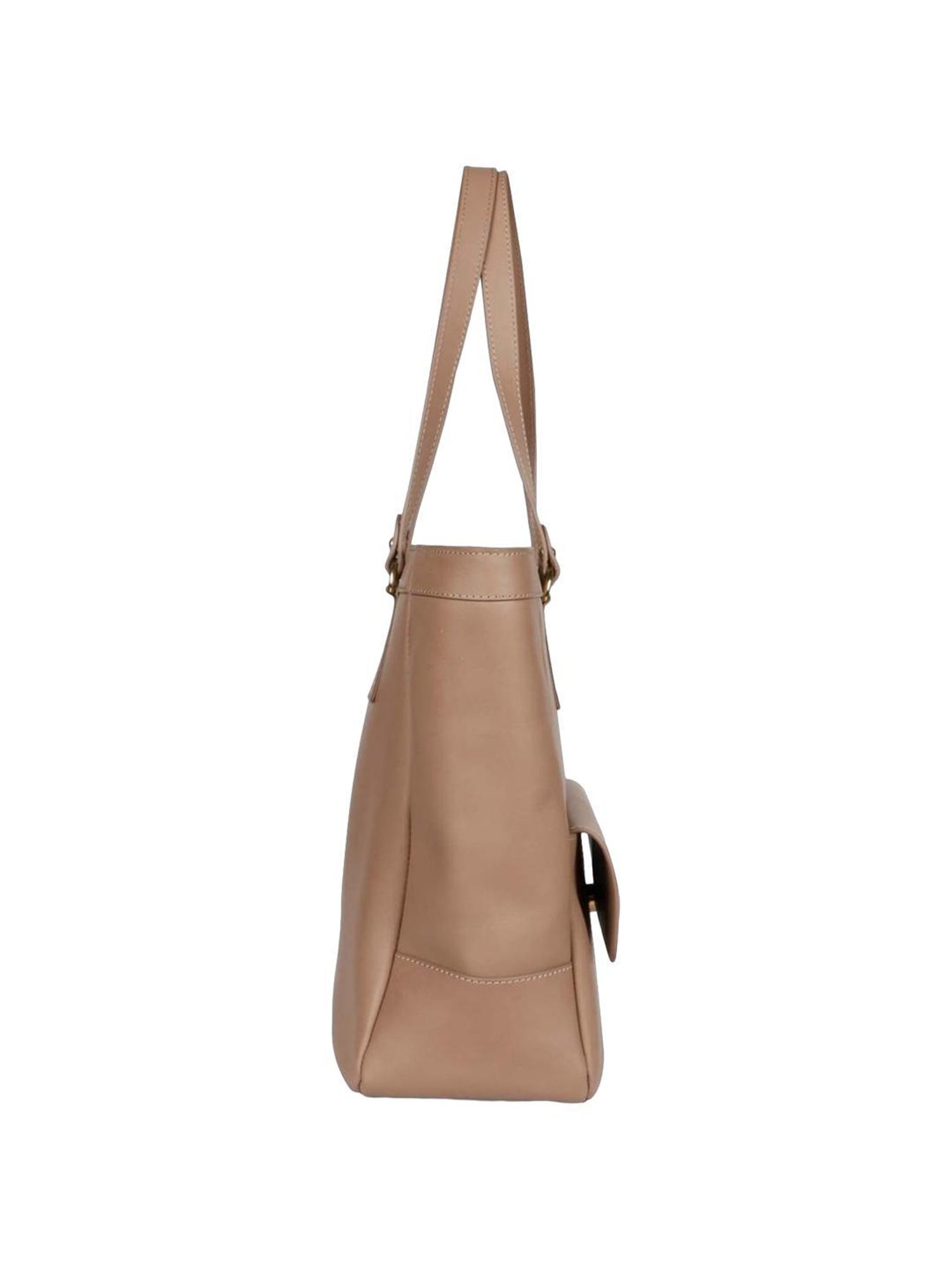 Favore Peach Solid Medium Tote Handbag