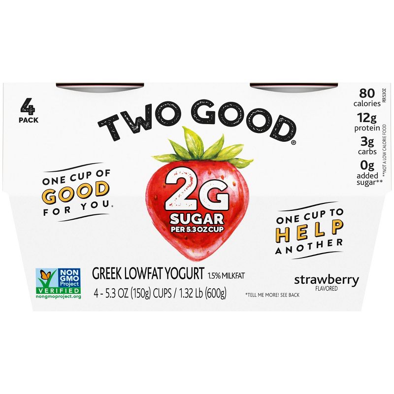 Dannon Two Good Strawberry Greek Yogurt - 4pk/21.2oz
