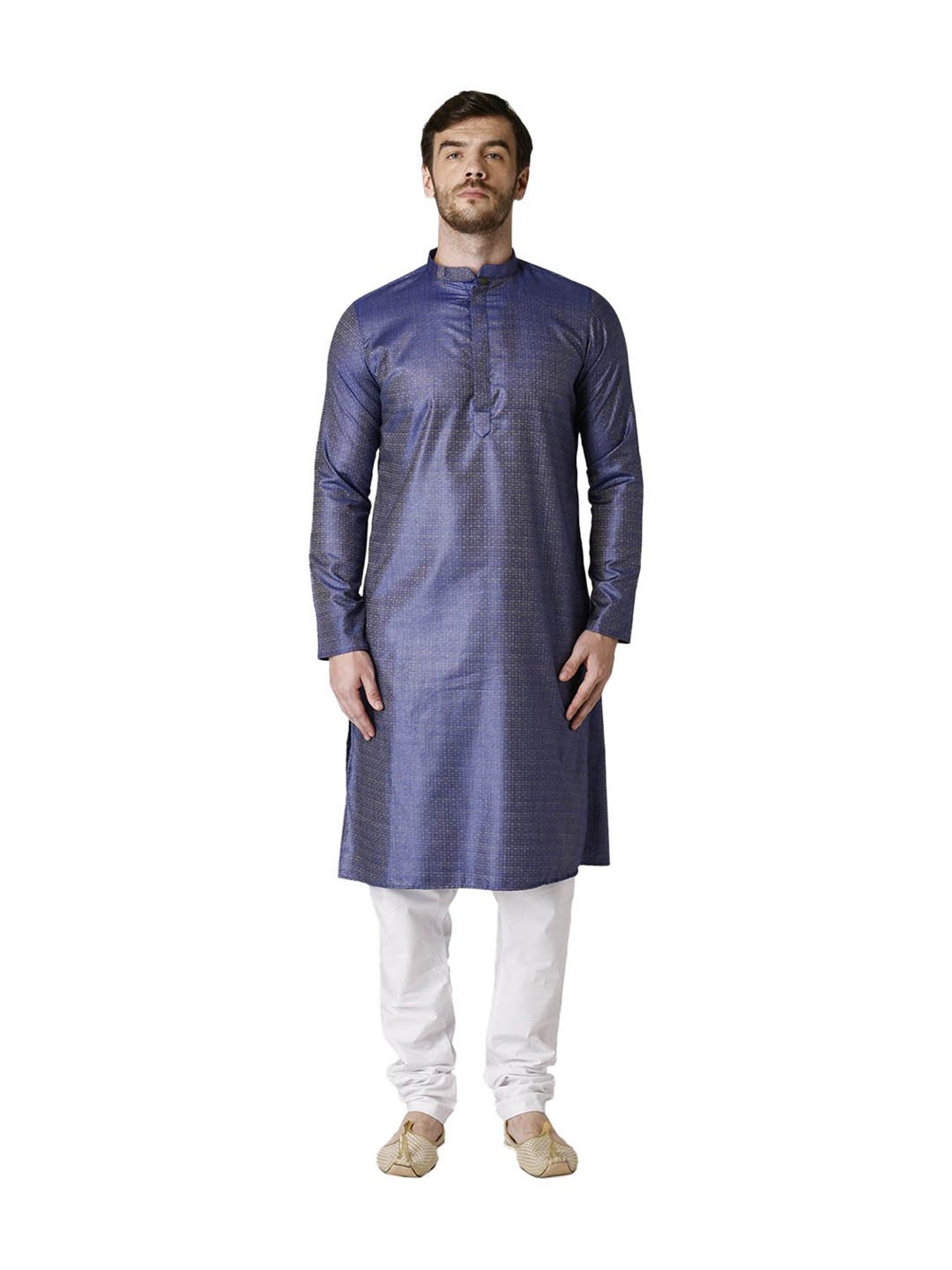 Tabard Royal Blue & White Printed Kurta & Churidar Set