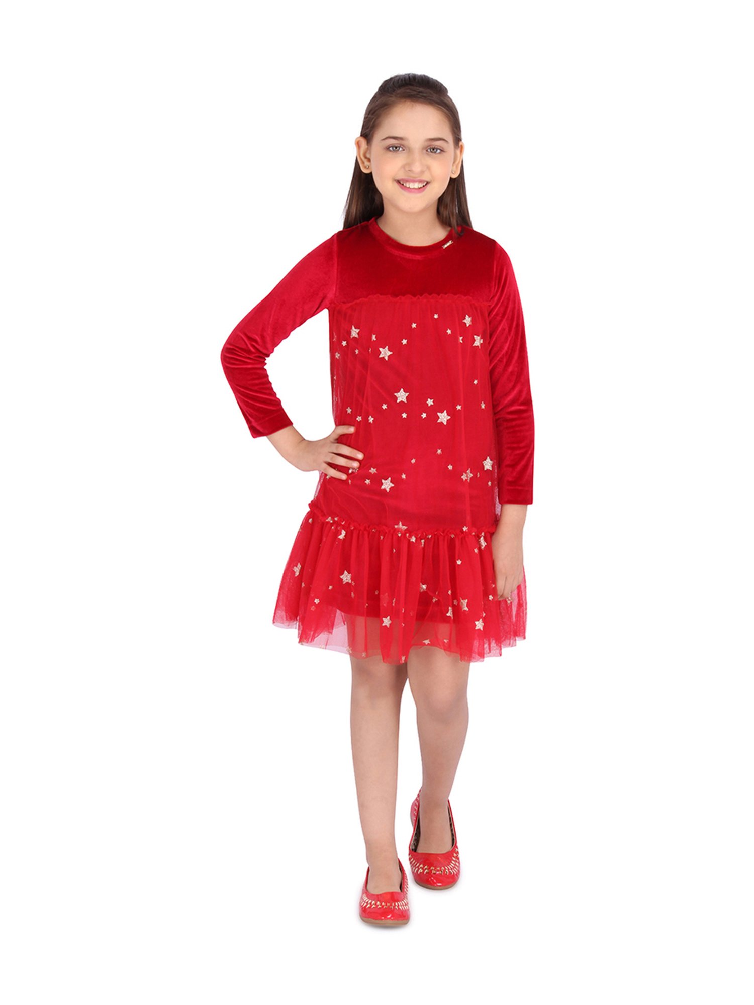 Cutecumber Kids Red Embellished Dress