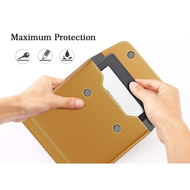 6 Inch Kindle Sleeve Case Fits All-New Kindle Paperwhite 2018/Kindle 10th Generation 2019, Protective PU Leather Cover Bag for Kindle Voyage/Kindle(8th Gen)/Kindle Oasis 6" E-Reader - Light Brown