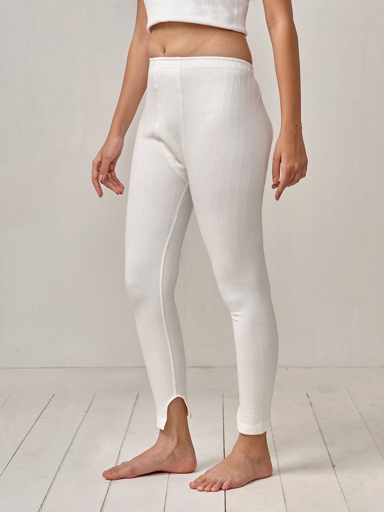 LUX Inferno Off-White Striped Thermal Leggings - Pack Of 2