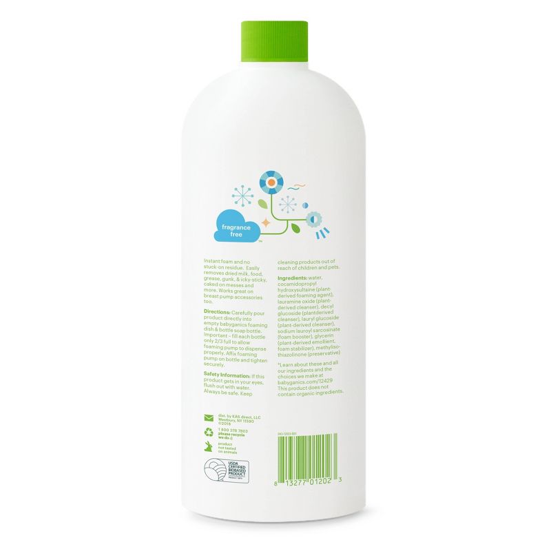 Babyganics Fragrance Free Foaming Dish Soap - 32 fl oz/2pk Each