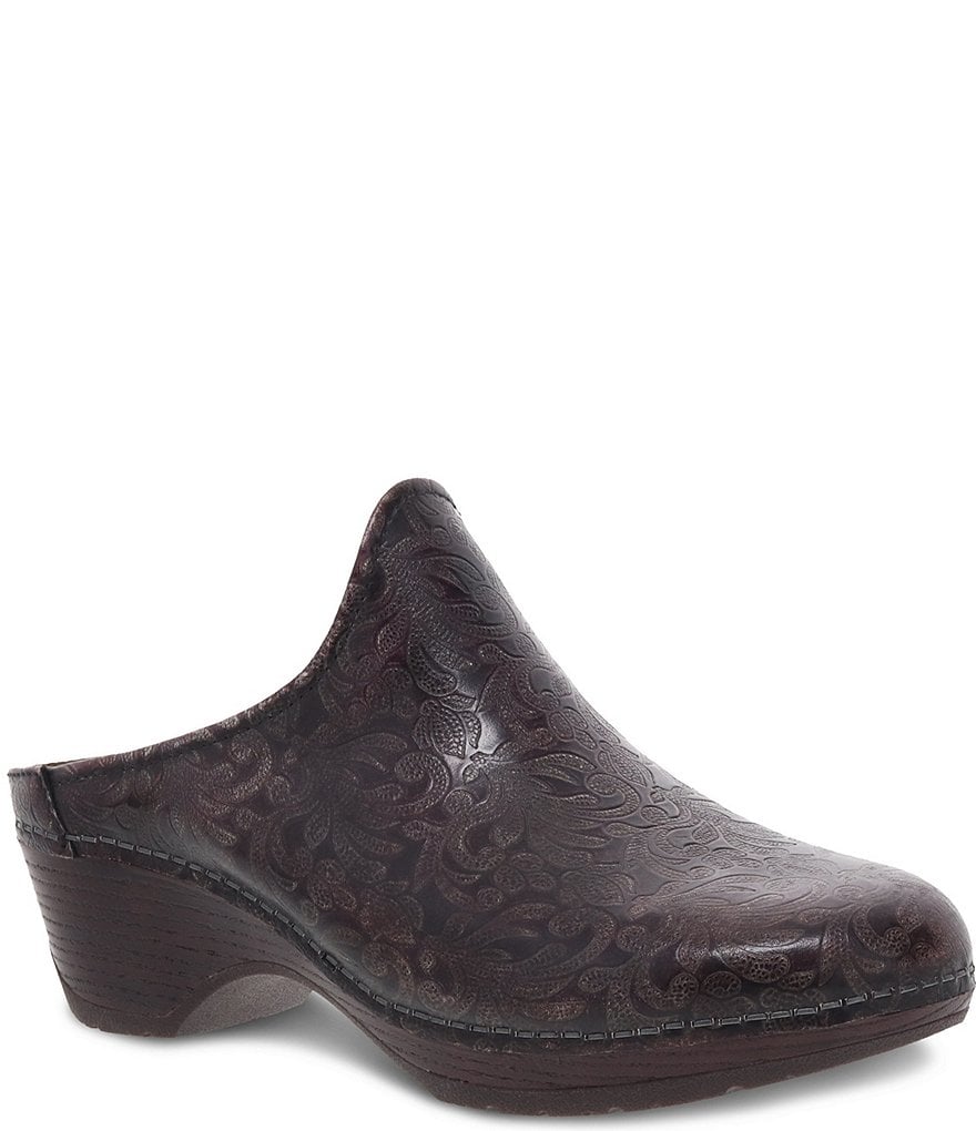 Dansko Melody Mahogany Tool Leather Slip-On Open Back Clogs
