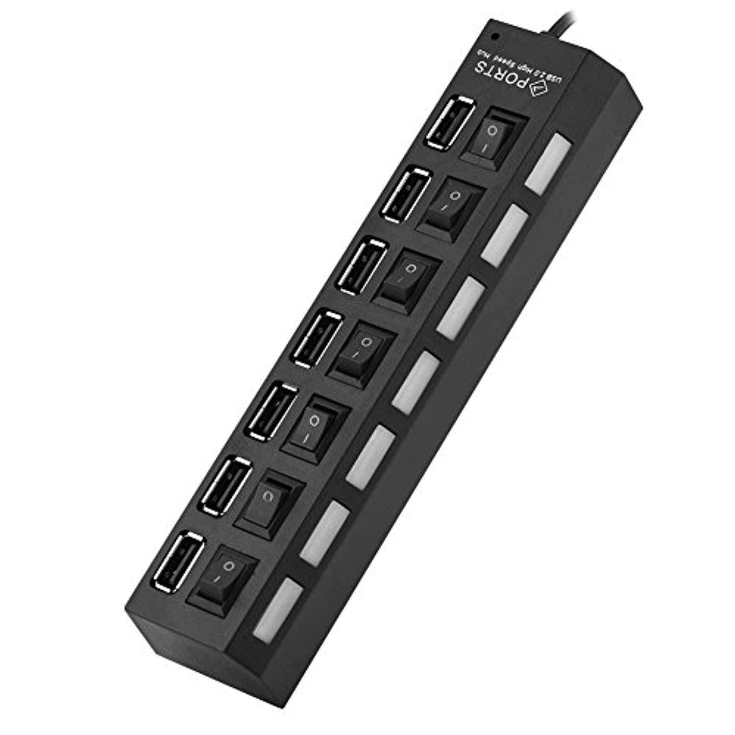 zerone 480mbps 7 port usb hub no conflict suitable for windows xp/vista/7/98/se/2000/me, mac, linux, plug and play, 7 port usb