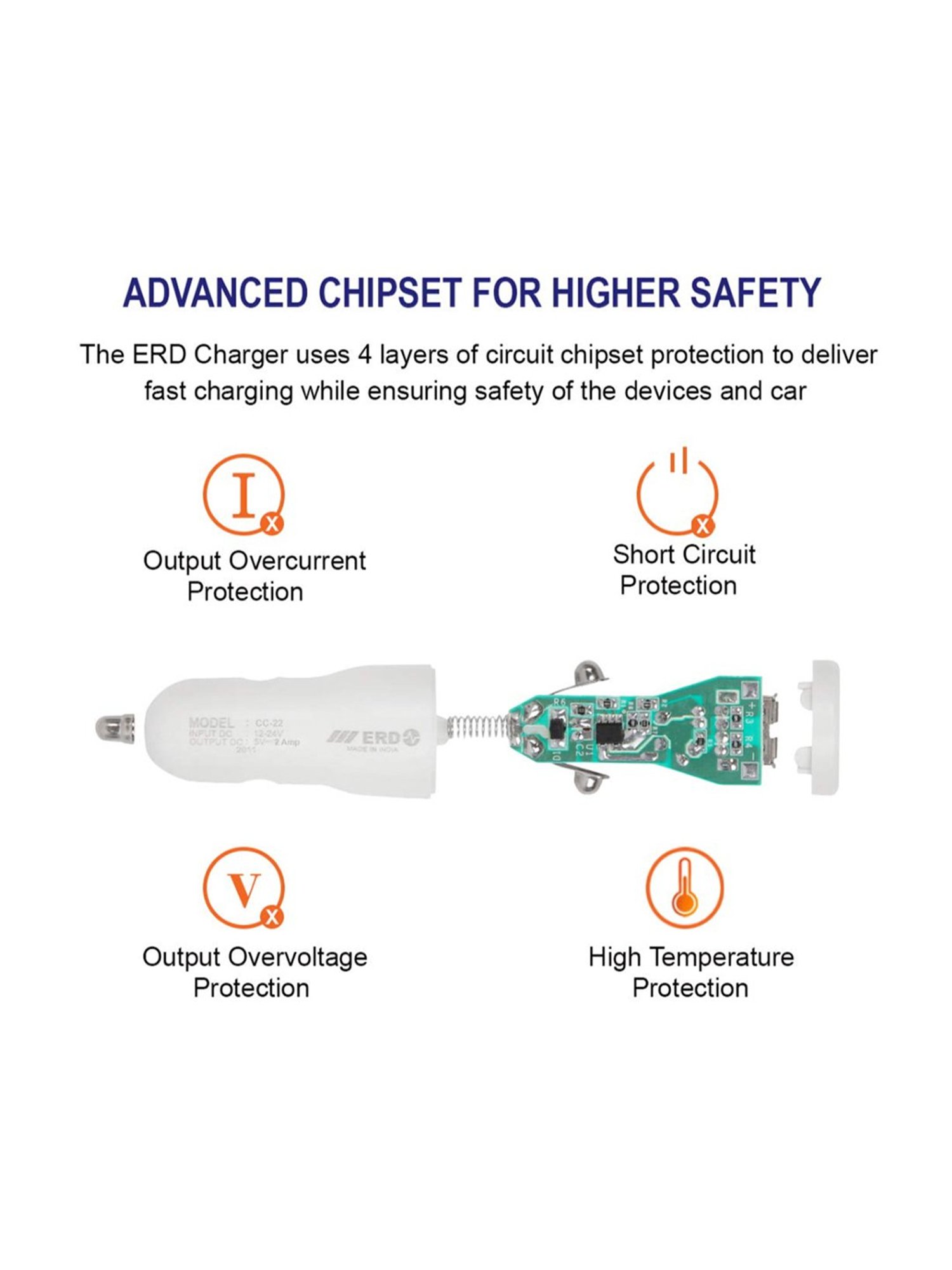 ERD 2 Amp Car Charger - (White)