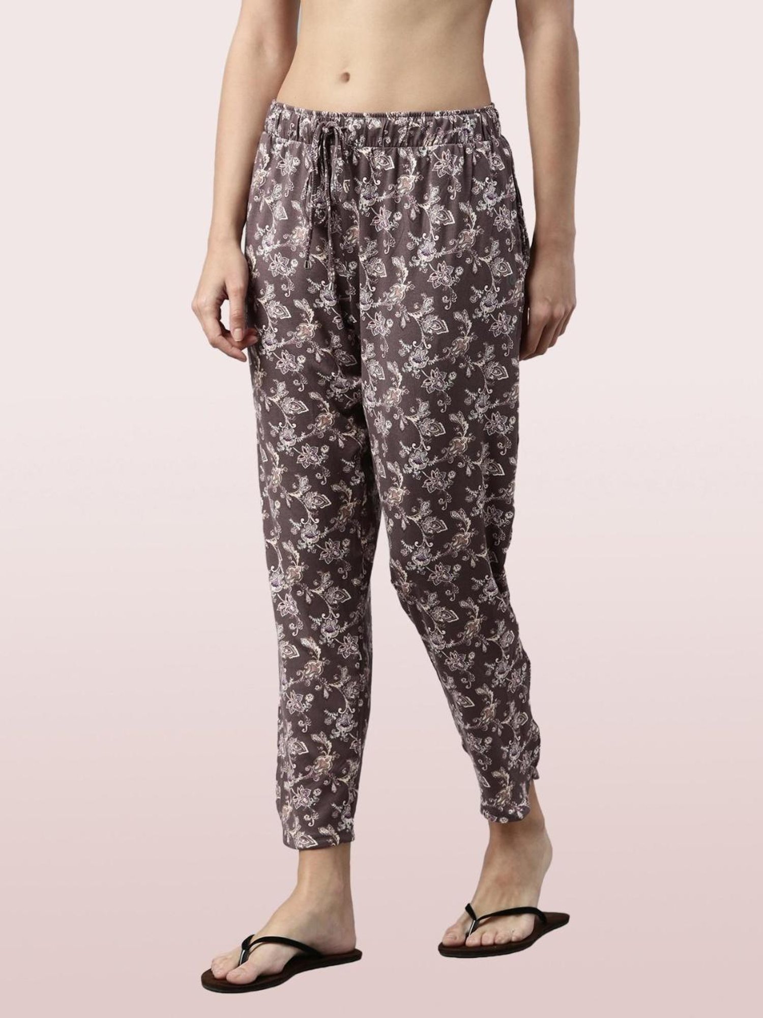 Enamor Brown Printed Pajamas