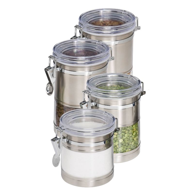 Honey-Can-Do Stainless and Acrylic Canisters - 4Pk