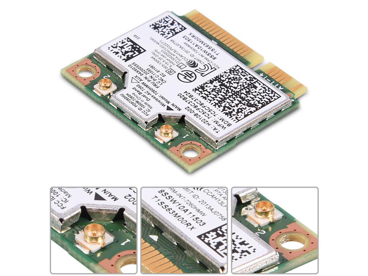 Haoztec For Intel 7260HMW Dual Band Wireless-AC 867Mbps 802.11AC Wifi BT 4.0 PCI-E Card FRU:04X6010