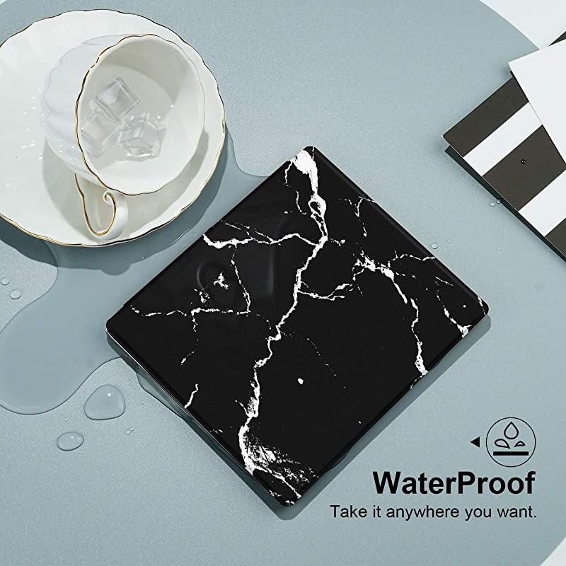 Colorful Case for All-New Kindle Oasis (10th Gen, 2019 Release & 9th Gen, 2017), Premium PU Leather Cover with Auto Wake/Sleep, Strong Adsorption for 7&rsquo;&rsquo;Kindle Oasis, Black-The Marble Pattern