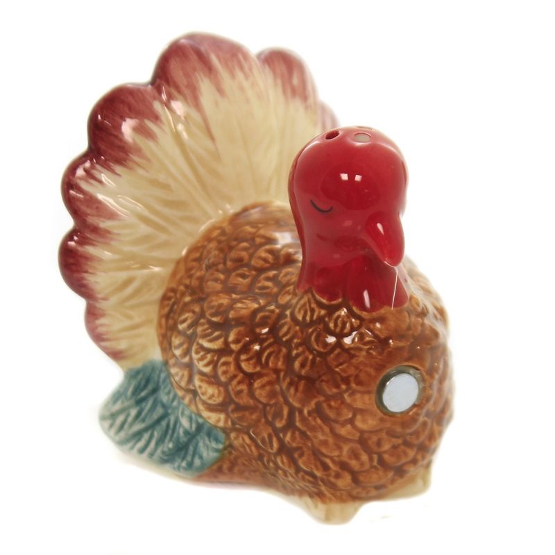 Tabletop 2.25" Kissing Thanksgiving Turkey S/2 Salt Pepper Shaker Magnetic Pacific Trading  -  Salt And Pepper Shaker Sets