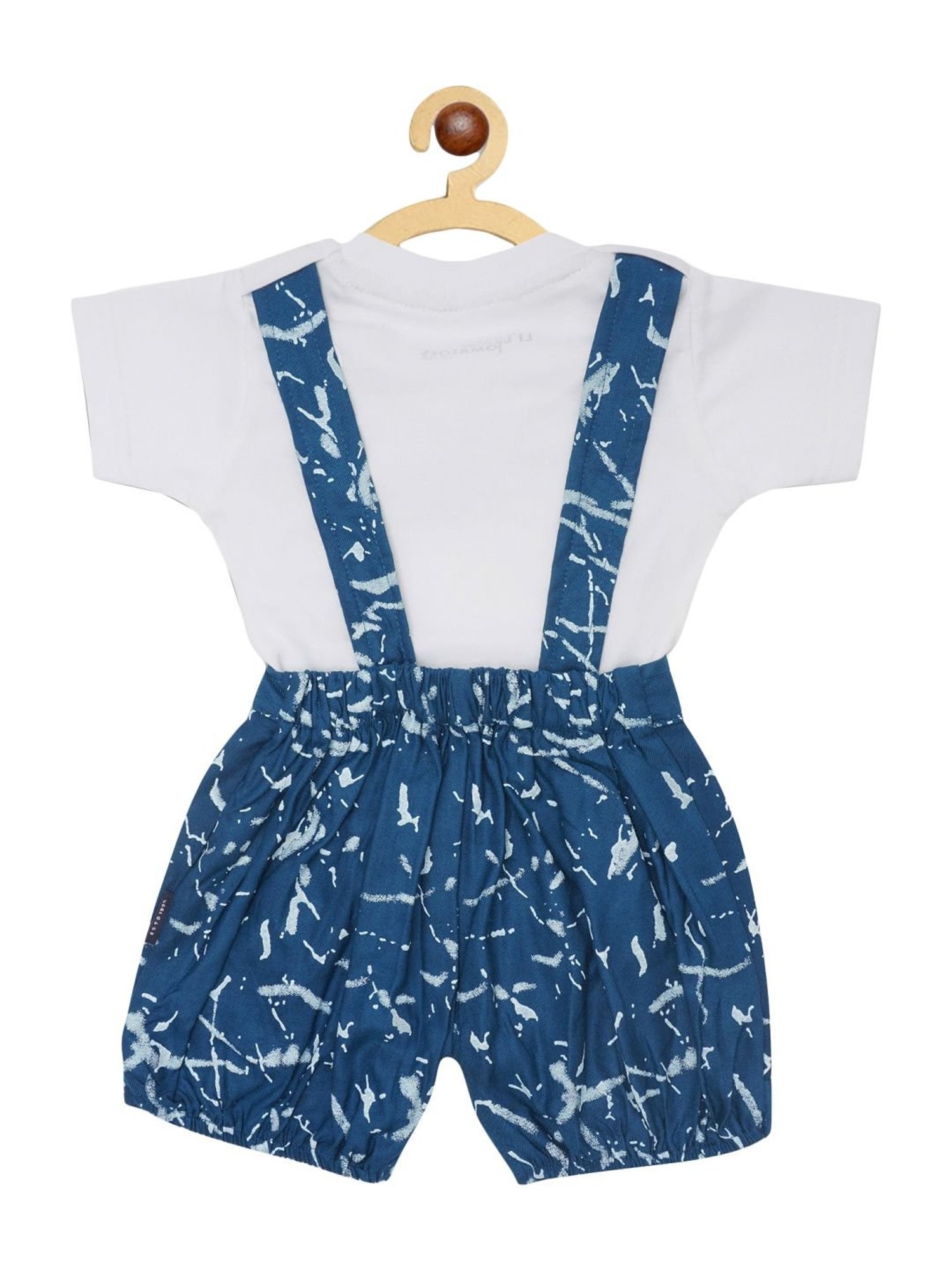 Li'l Tomatoes Kids Navy Cotton Printed Dungaree