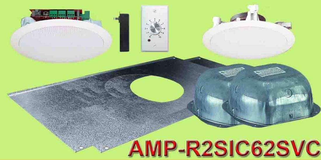 Two Source, Amplified, 6.5", Drop Ceiling Speakers (Two Speaker Package with Volume Control)