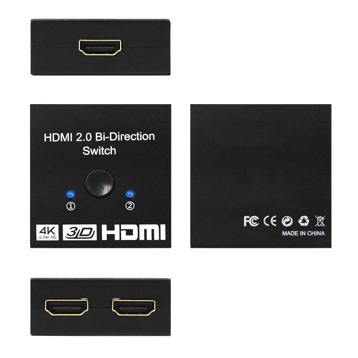 HDMI Switch 4K HDMI Splitter Bi-Directional HDMI Switcher 2 Input 1 Output, HDMI Switch Splitter 2 x 1/1 x 2. No External Power Required, Support 4K 3D HD 1080P for Xbox PS4 Roku HDTV