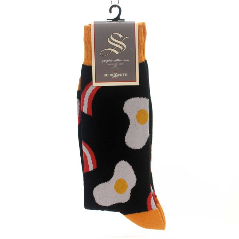 Novelty Socks Bacon 'N Eggs Black Crew Breakfast Protein Socksmith  -  Socks