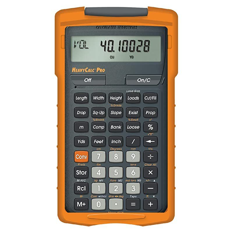 4325 HeavyCalc Pro Feet-Inch, Tenths, Yards and Metric Construction Math Calculator Tool for Engineers, Estimators, Excavators, Highway Contractors and Heavy Equipment Operators