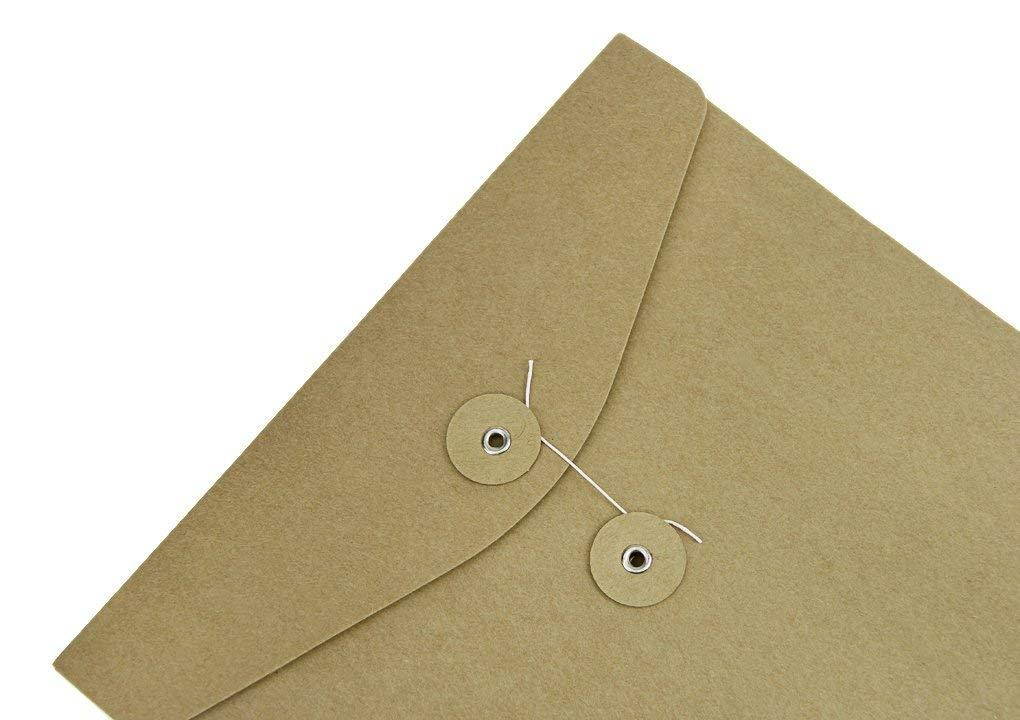 10 Pcs A4 Size Kraft Paper Project Envelope File Folder Bags Document Bills Storage Organizer Bag Case with Expandable Gusset Portfolio Organizer Sleeve Pocket With String Fastener, Office Supplies