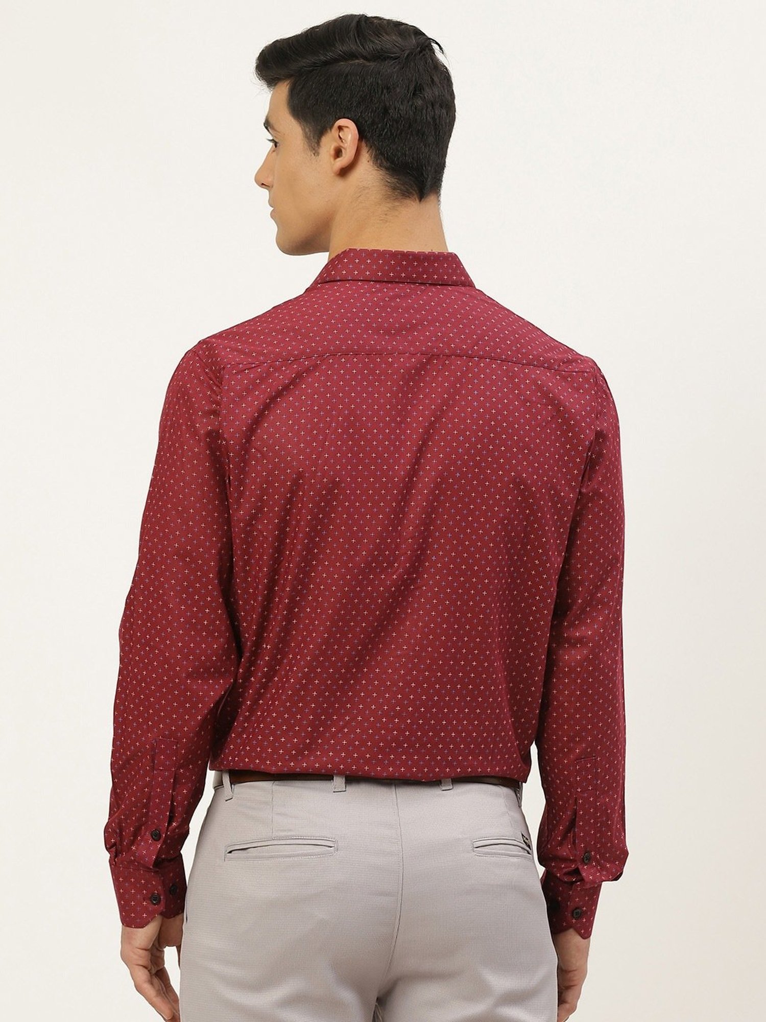 Sojanya Maroon Cotton Regular Fit Printed Shirt