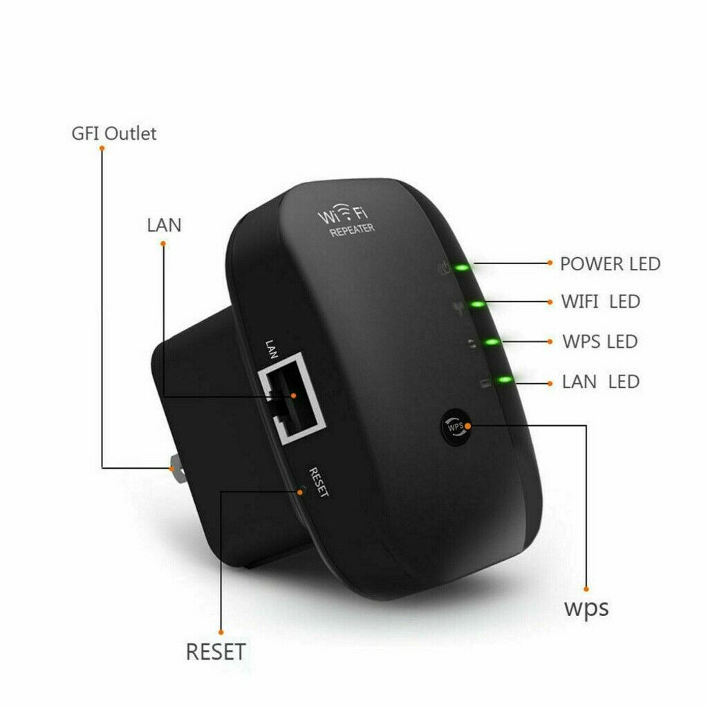 UKCOCO 300 Mbps Wireless Network Repeater Wi-fi Router Extender Signal Booster Range Wireless-N 802.11 AP Black