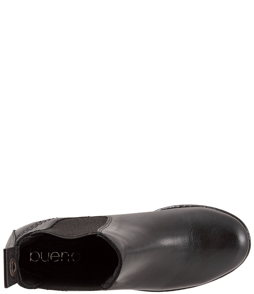 Bueno Florida Leather Block Heel Lug Sole Chelsea Booties