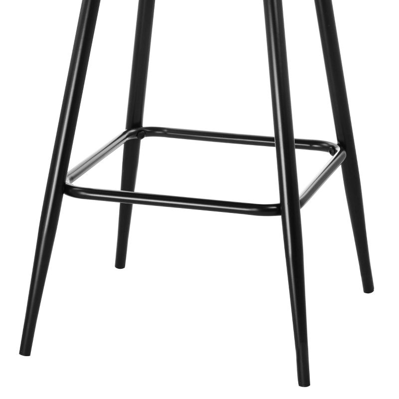 Elama 2 Piece Diamond Stitched Faux Leather Bar Chair in Black with Metal Legs