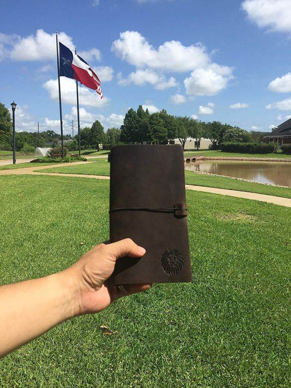 KangWay Genuine Leather Journal Refillable Traveler Notebook Card Holder Handmade Vintage Style Perfect Gift for Men Women Professional Writing Diary Standard 8.5x4.7 Large Dark Brown