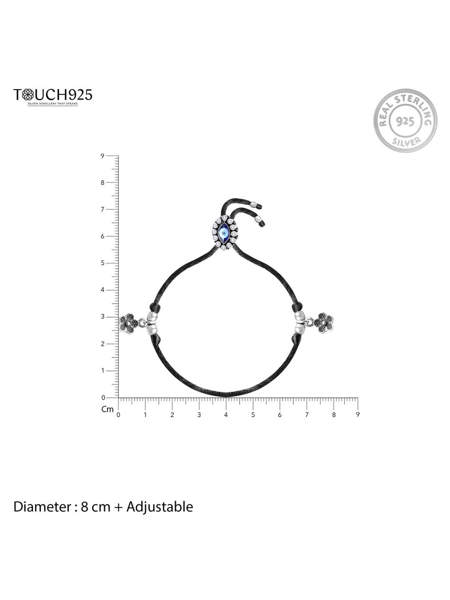 Touch925 Evil Eye Silver Thread Anklet for Women