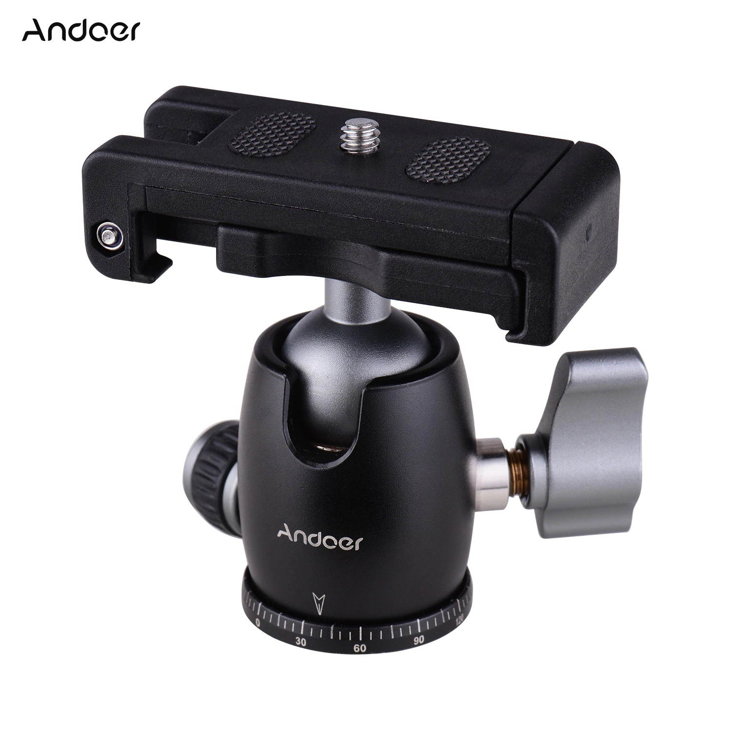 Camera Tripod Ball Head 360&deg; Swivel Panorama ballhead Rotating with Integrated Phone Clamp 1/4 Screw Universal 3/8 Mounting