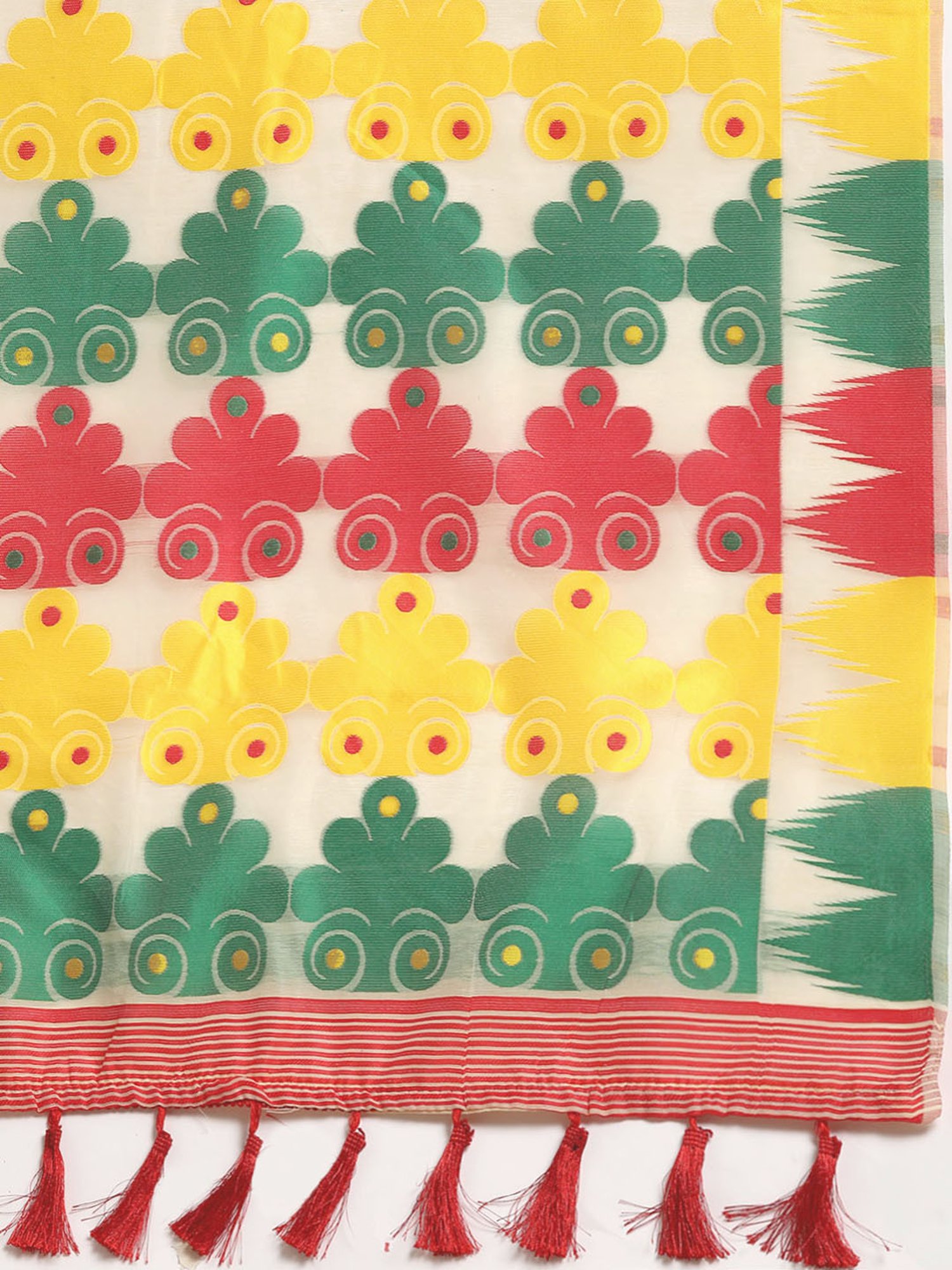 Silk Land Beige Pure Cotton Woven Saree With Unstitched Blouse