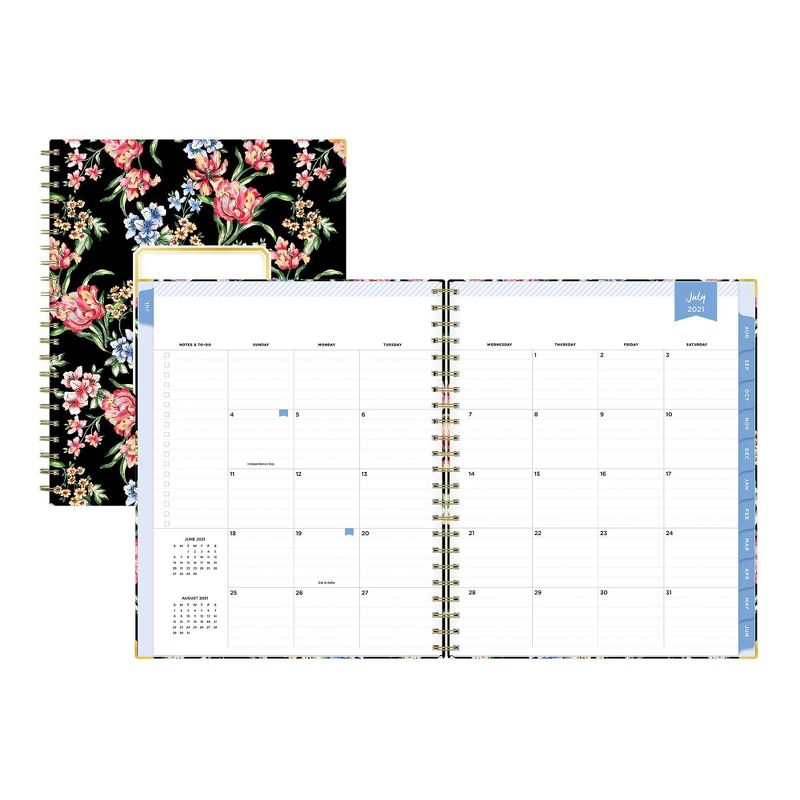 2021-22 Academic Planner 8.5" x 11" Hard Cover Weekly/Monthly Wirebound Tulip Garden Black - Day Designer