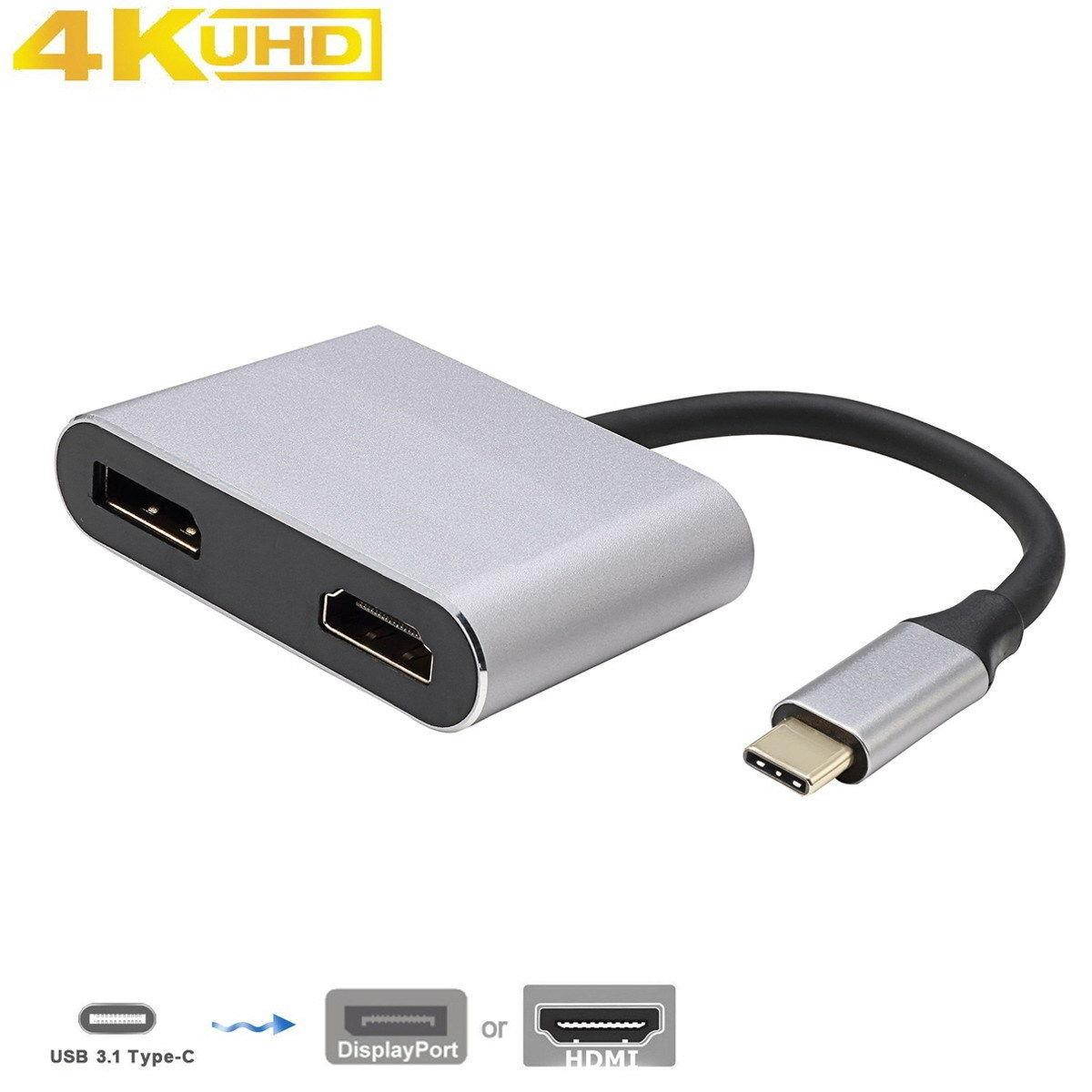 USB 3.1 USB-C to HDMI 4K 30Hz / DisplayPort DP Video Converter Adapter White for New Macbook