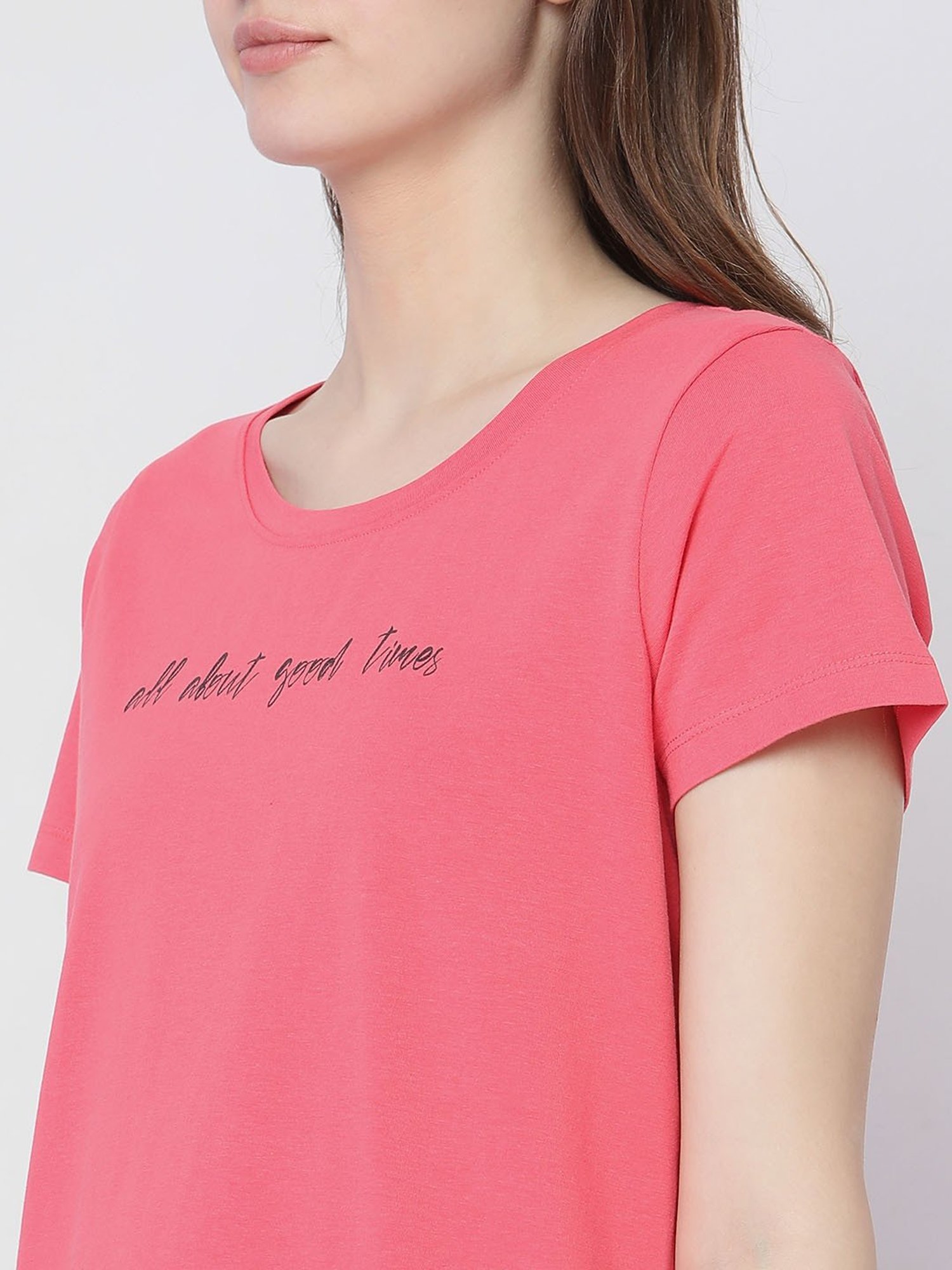 Vero Moda Intimates Pink & Navy Printed T-Shirt With Shorts